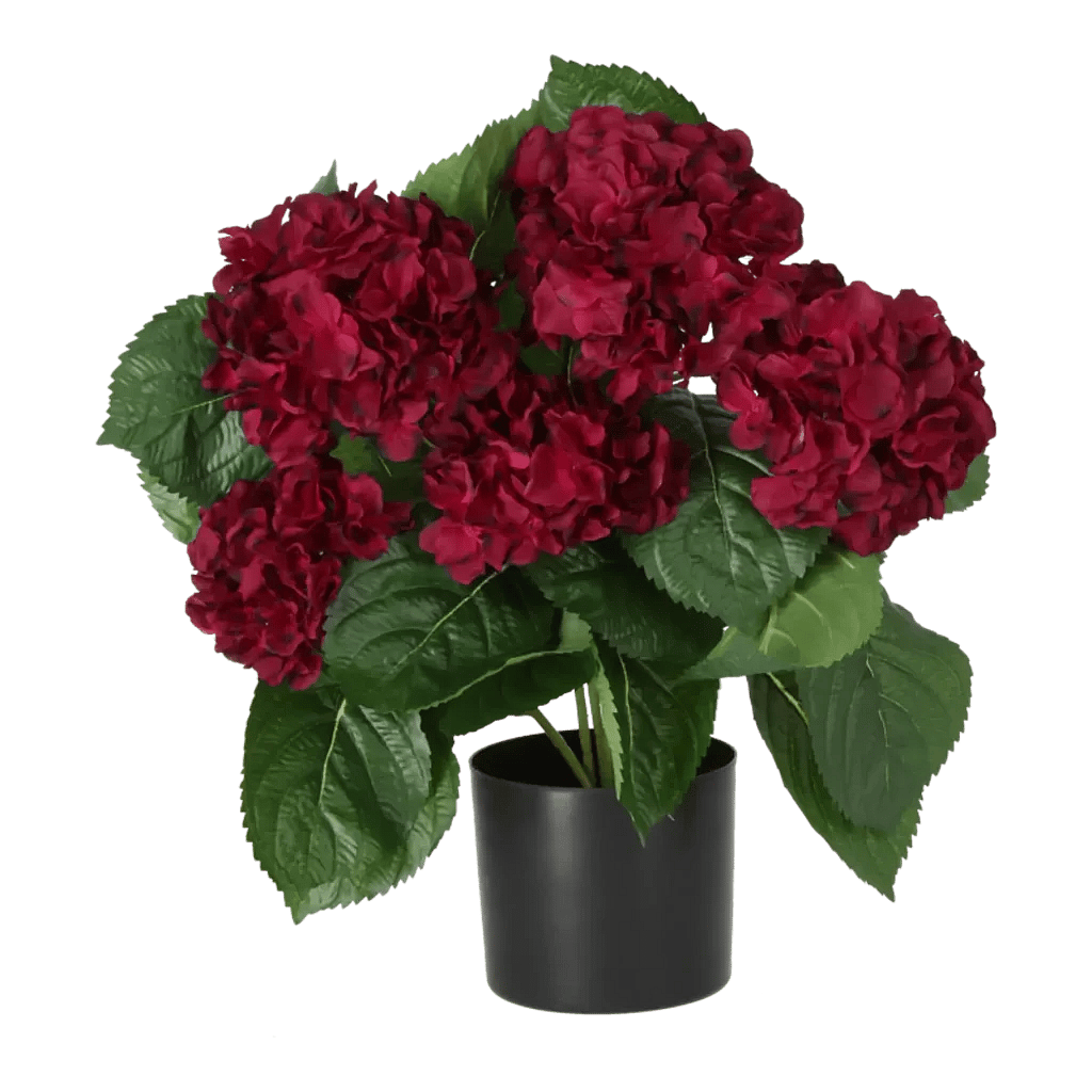 Kunstig hortensia vinrød- H: 40 cm.