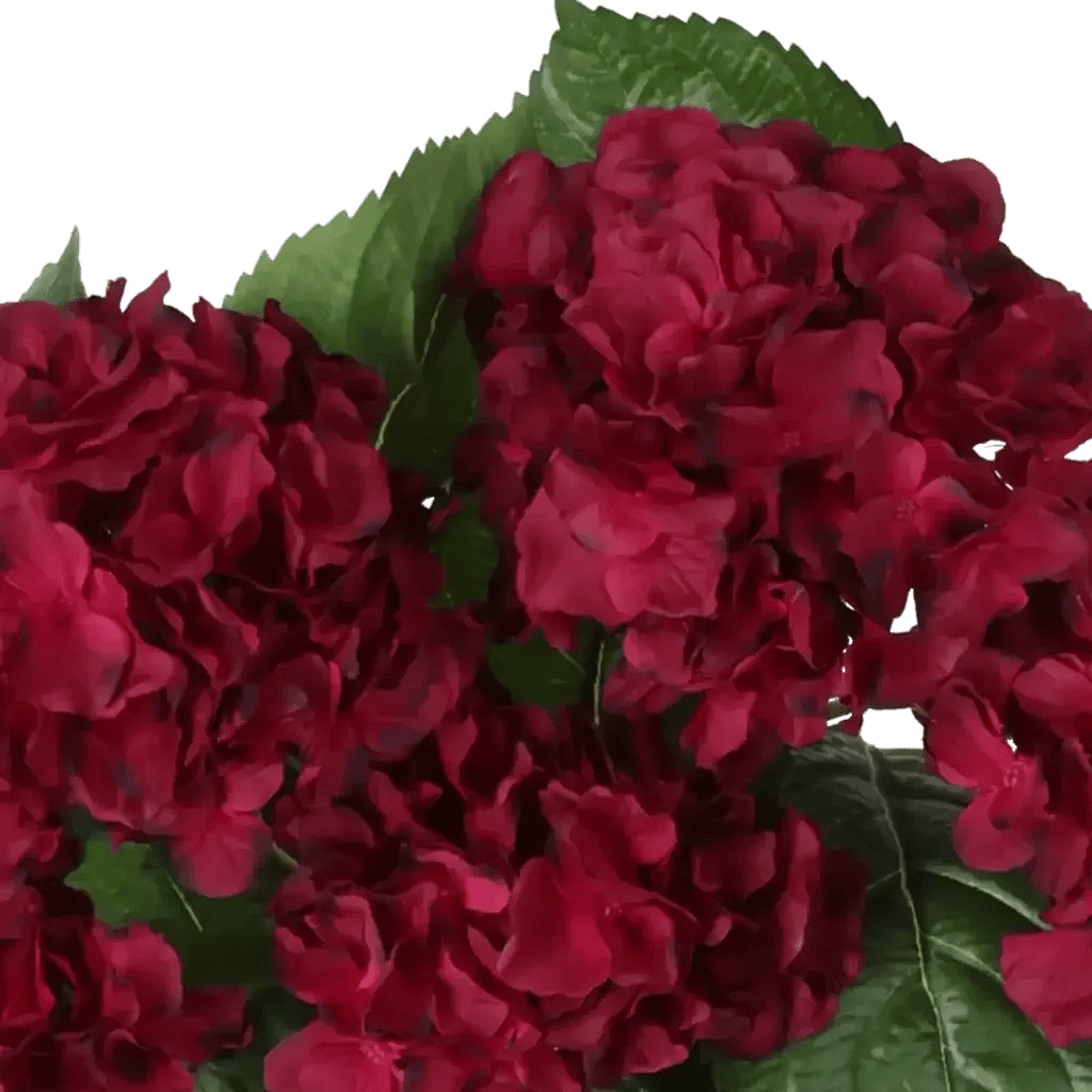 Closeup af Kunstig hortensia vinrød- H: 40 cm.