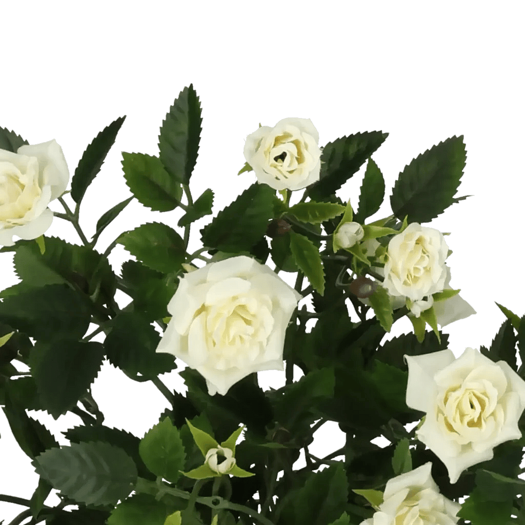 Closeup af Kunstig mini Rosebusk H: 33 cm.
