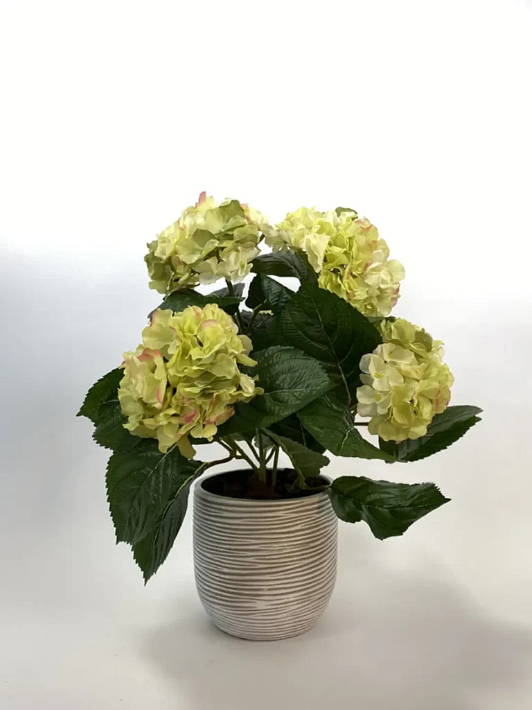 Kunstig hortensia limegrøn - H: 41 cm.