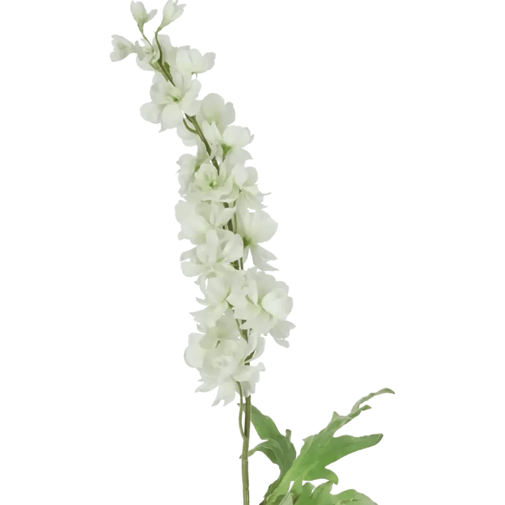 Closeup af Kunstig ridderspore stilk i creme L: 89 cm.
