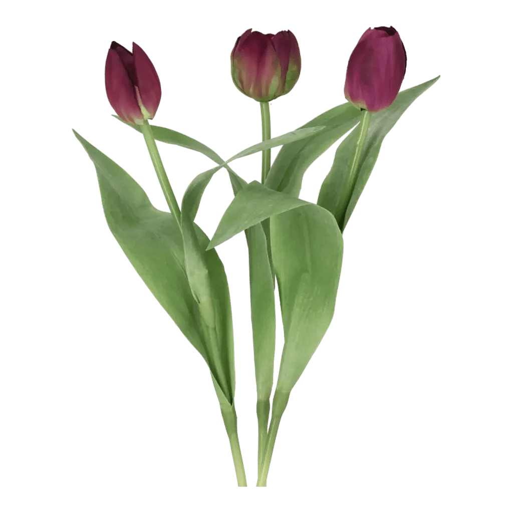 Kunstig tulipan mix mørklilla - L: 36 cm.