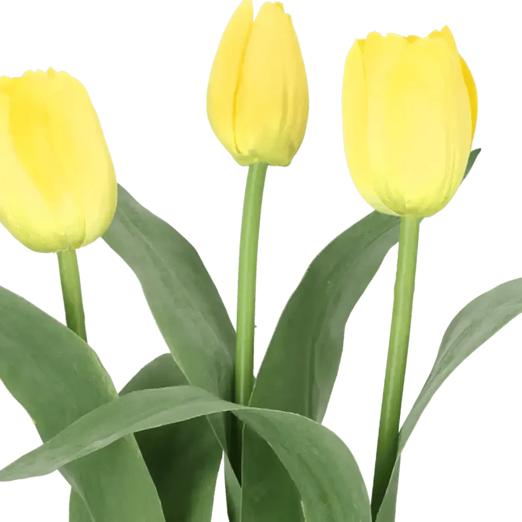 Closeup af Kunstig tulipan mix gul - L: 36 cm.
