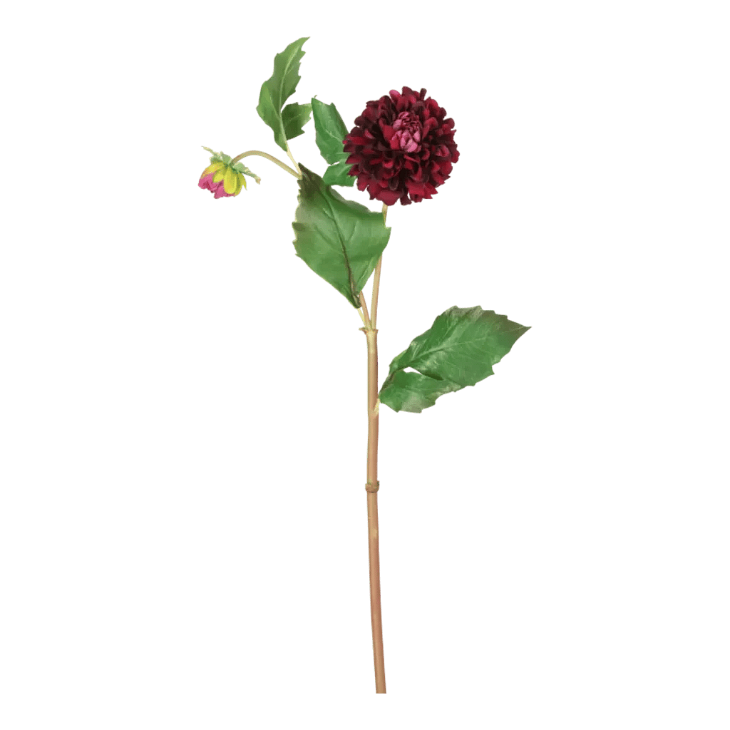 Kunstig dahlia stilk i vinrød - L: 52 cm.