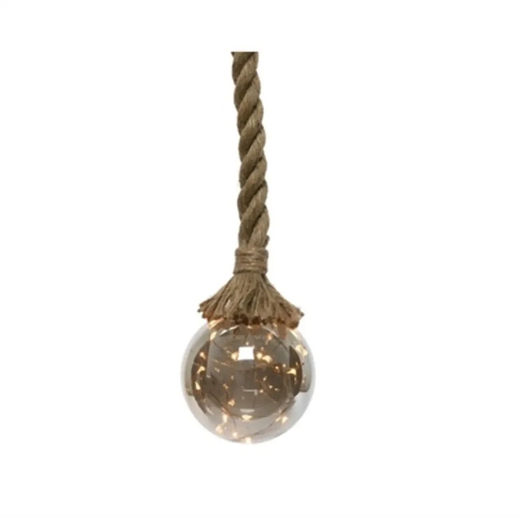Micro LED kugle med reb Dia: 14 cm.