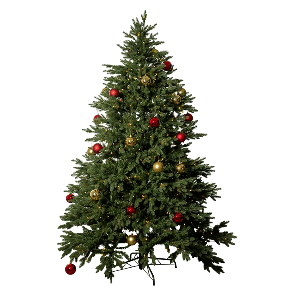 Kunstig Juletræ m. lys og kugler H: 210 cm.