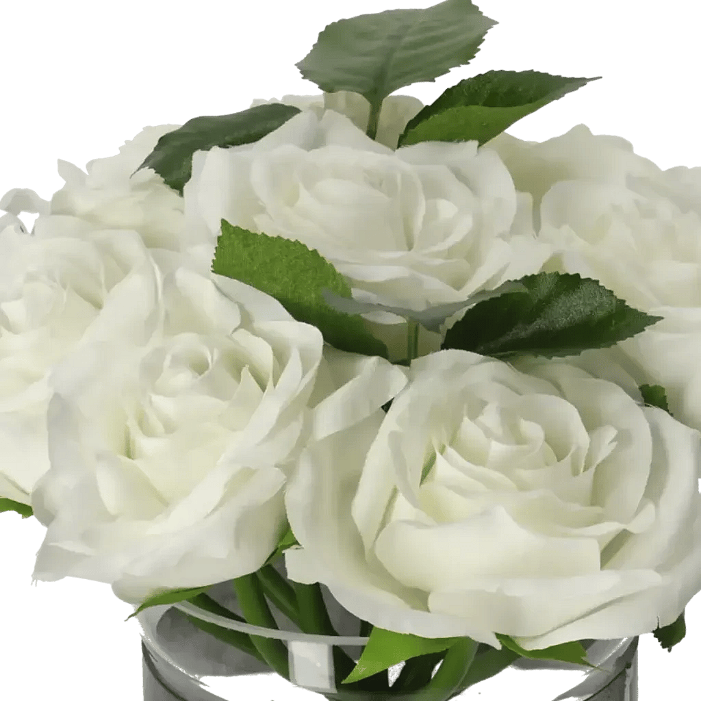 Closeup af Kunstig Rosebuket H: 23 cm.