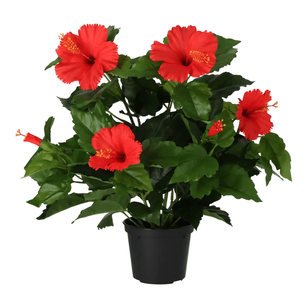 Kunstig hibiscus rød - H: 42 cm.