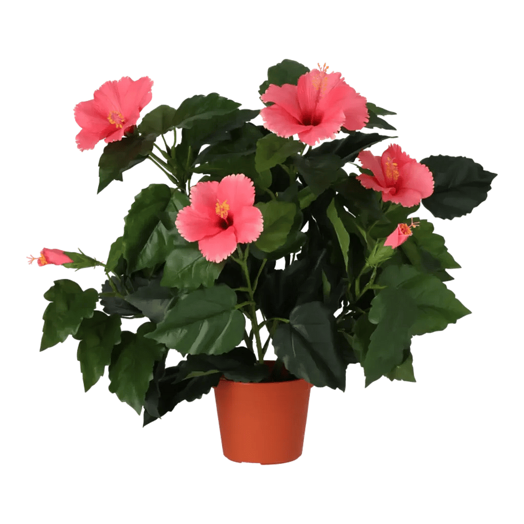 Kunstig hibiscus pink - H: 42 cm.
