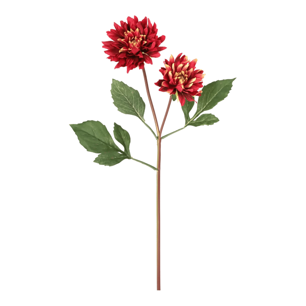 Kunstig vinrød Dahlia stilk - L: 55 cm.