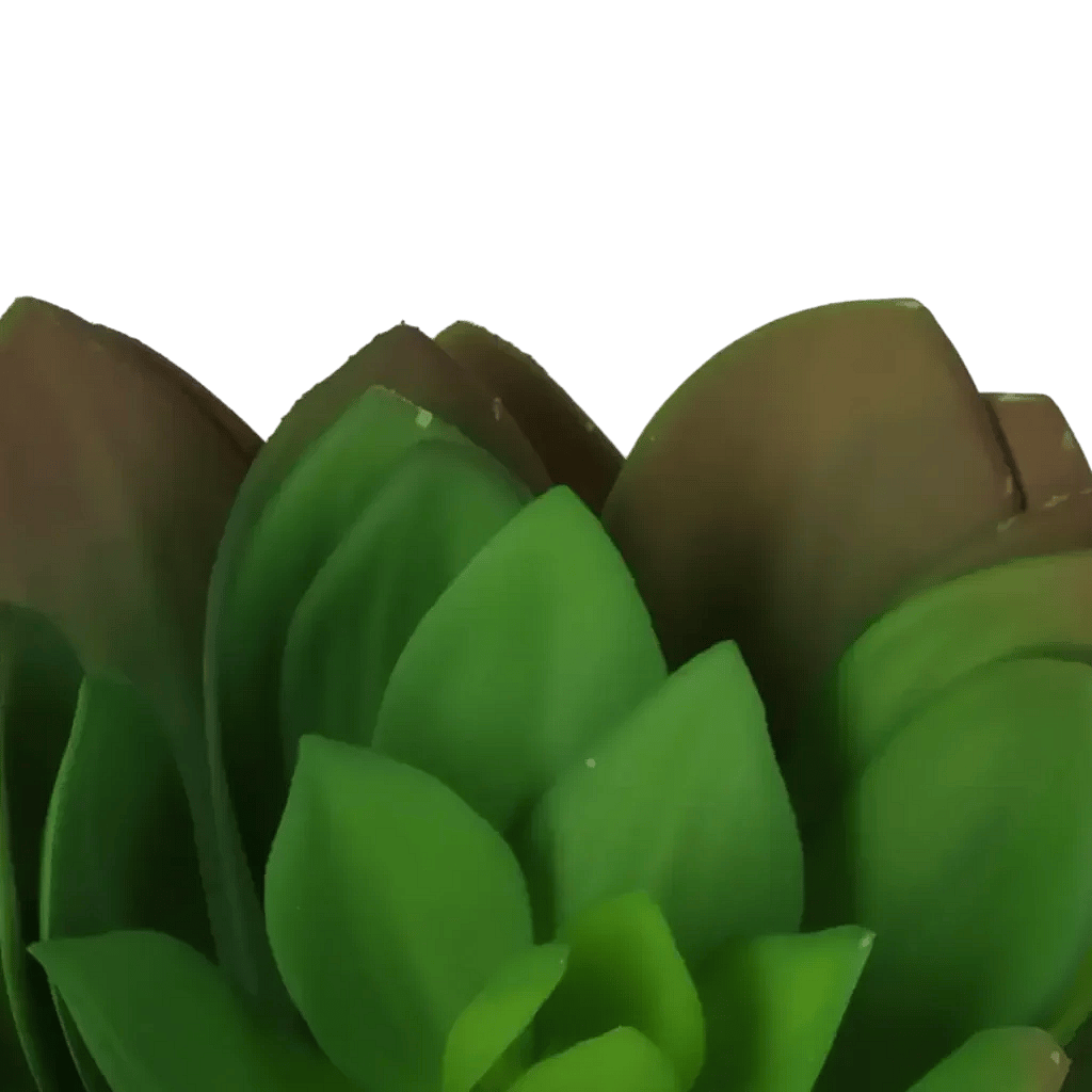 Closeup af Kunstig grøn sukkulent - Ø: 35 cm.