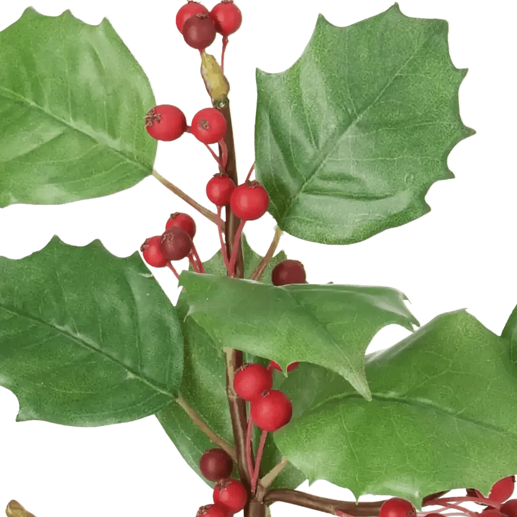 Closeup af Kunstig Holly Spray m. bær H: 35 cm.