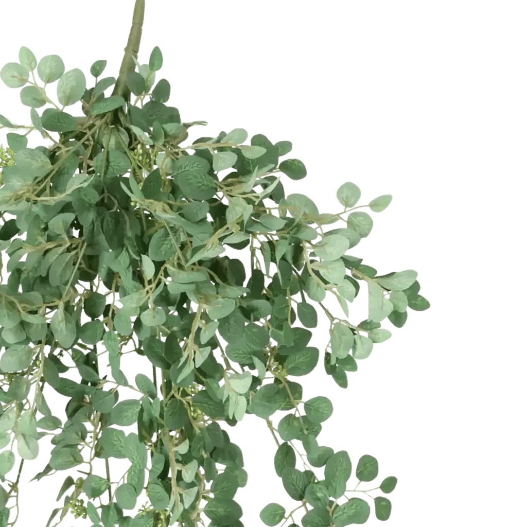 Closeup af Kunstig Eukalyptus hængeplante L: 80 cm.