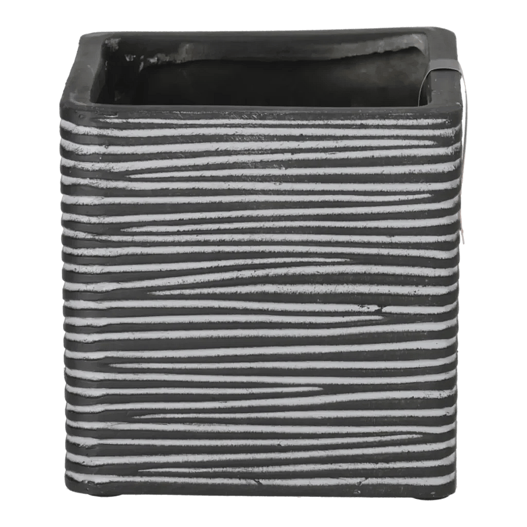 Capi krukke Square Rib sort - 11x11x11 cm.