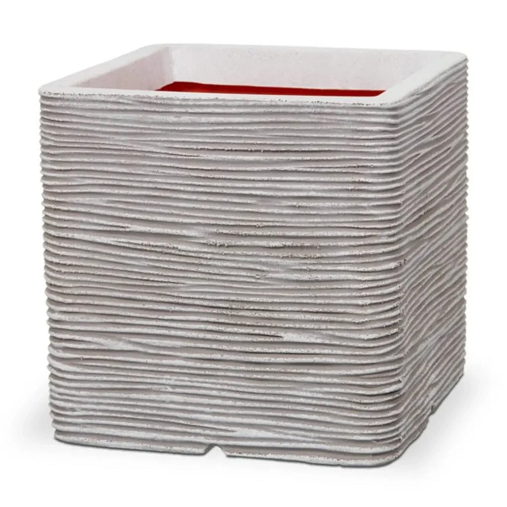 Capi Krukke Square Rib 40x40x40 cm Ivory.