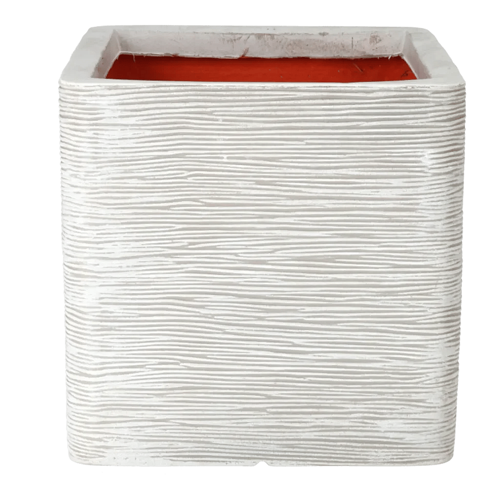 Capi planter square rib 50x50x50 black Ivory.