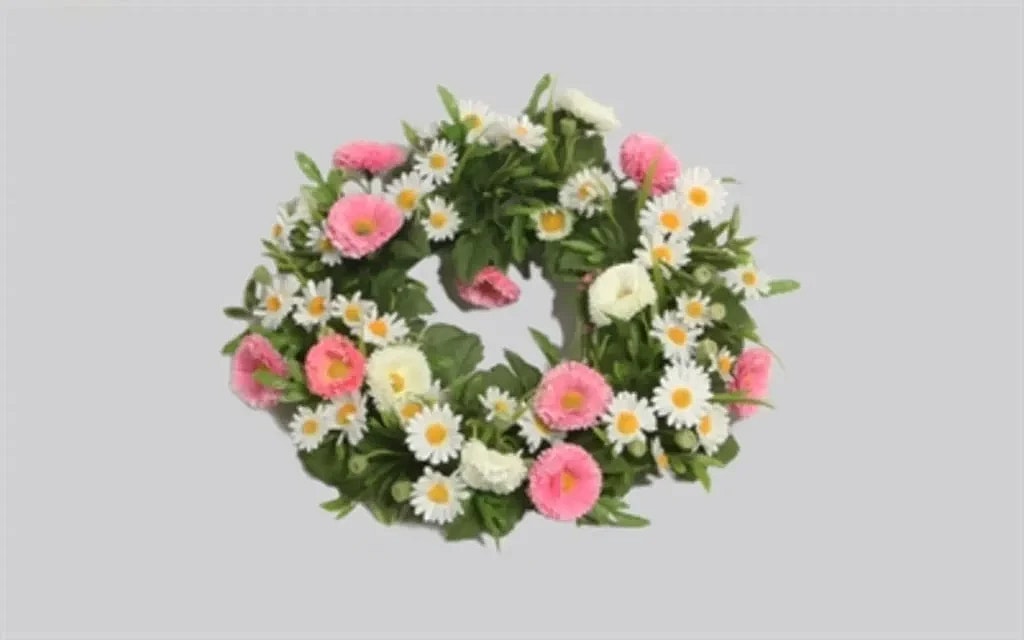 Kunstig blomsterkrans rosa.