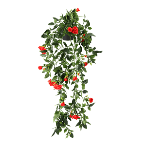 Kunstig hængende rose i rød L: 50 cm.