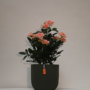 Kunstig rosenbusk rosa - H: 33 cm.