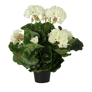 Kunstig geranium busk creme - H: 29 cm.