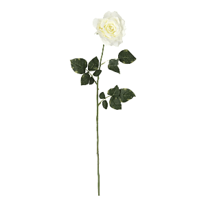 Kunstig Rose stilk i hvid - L: 75 cm.