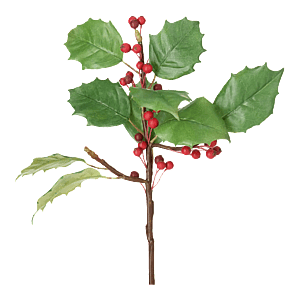 Kunstig Holly Spray m. bær H: 35 cm.