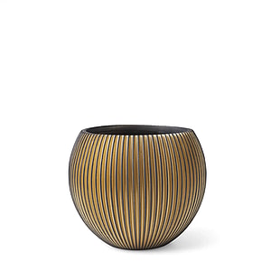 Capi krukke Ball Groove sort-guld - 17x14 cm.