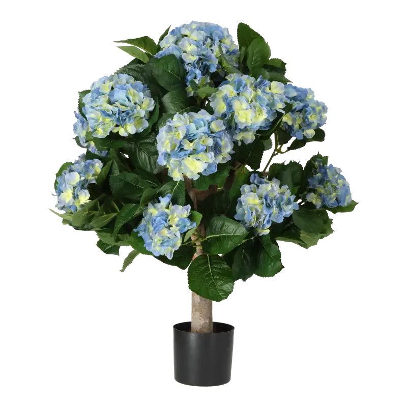 Kunstig hortensia træ blå - H: 65 cm.