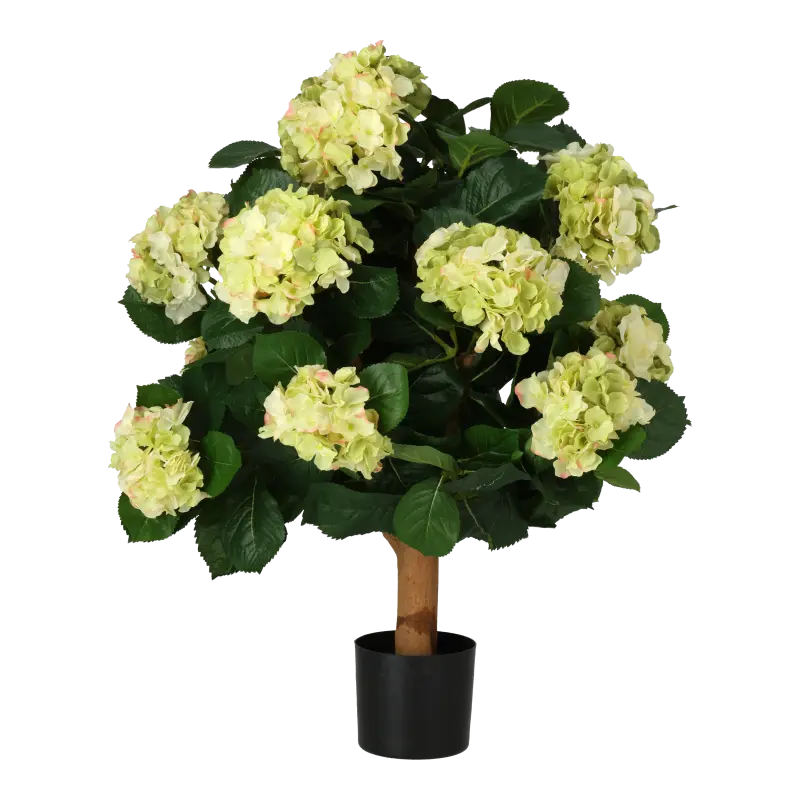 Kunstig hortensia træ limegrøn - H: 65 cm.