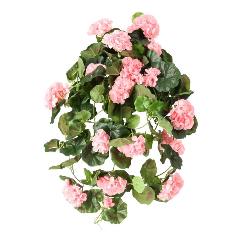 Kunstig pelargonie hængeplante lyserød - L: 65 cm.