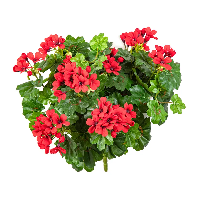 Kunstig Geranium Cascade busk rød - H: 35 cm.