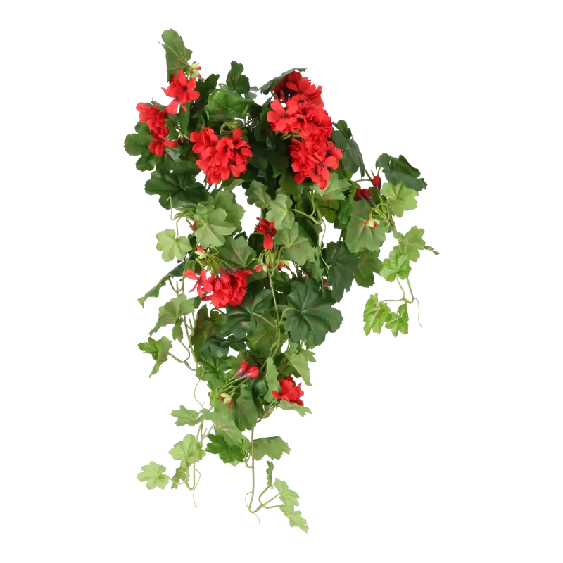 Kunstig Geranium cascade hængebusk rød - L: 72 cm.