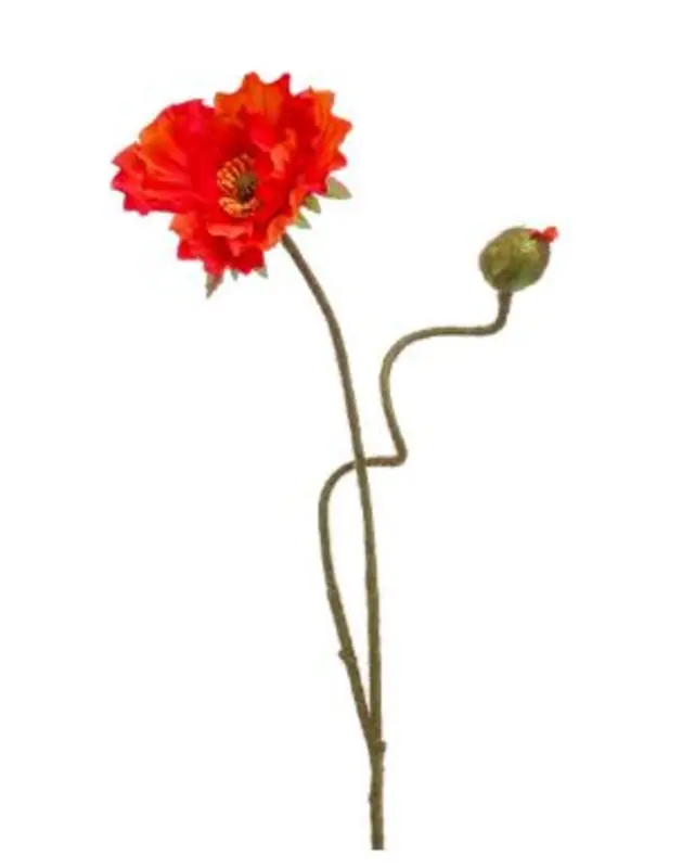 Kunstig valmue rød H: 75 cm.