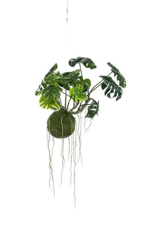 Kunstig mos kugle m/monstera.