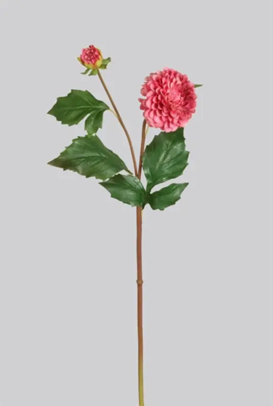 Kunstig lyserød Dahlia stilk - L: 52 cm.