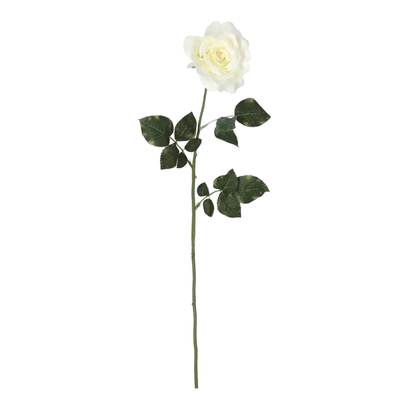 Kunstig Rose stilk i hvid - L: 75 cm.