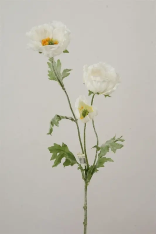 Kunstig valmue stilk i creme - L: 40 cm.
