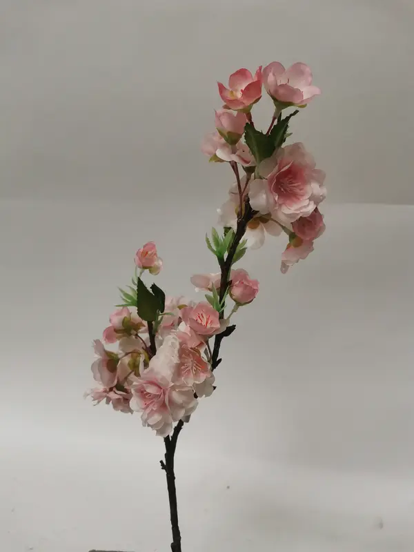 Kunstig kirsebærgren med rosa blomster - L: 45 cm.