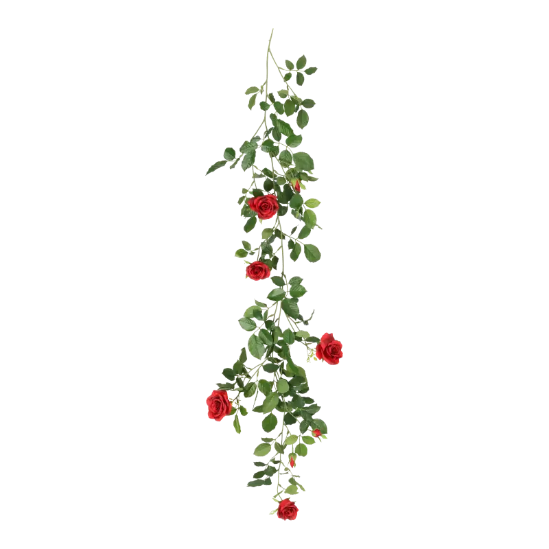 Kunstig rose ranke rød - L: 147 cm.