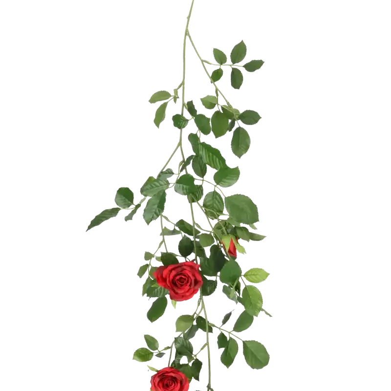 Closeup af Kunstig rose ranke rød L: 147 cm.