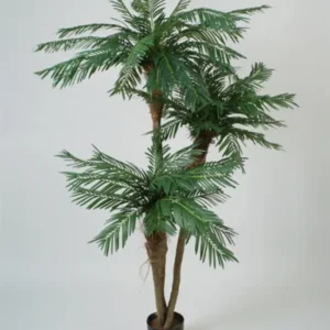 Kunstig palme med 3 palmekroner - H: 190 cm.