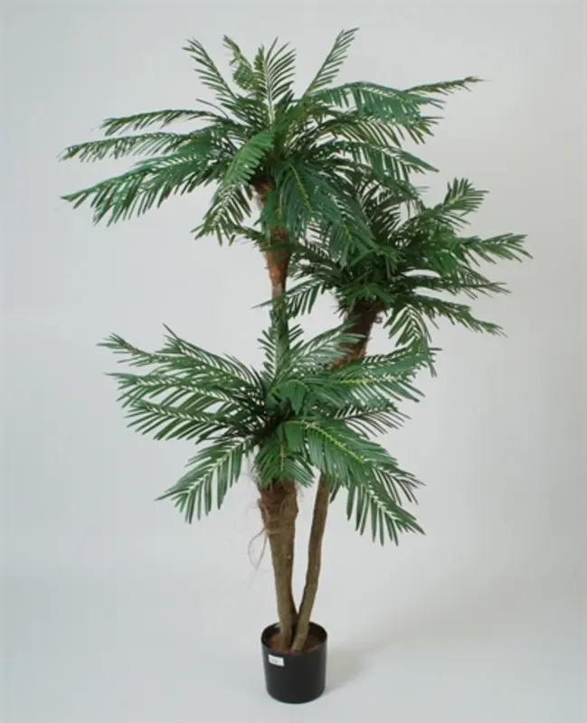 Kunstig palme med 3 palmekroner - H: 190 cm.