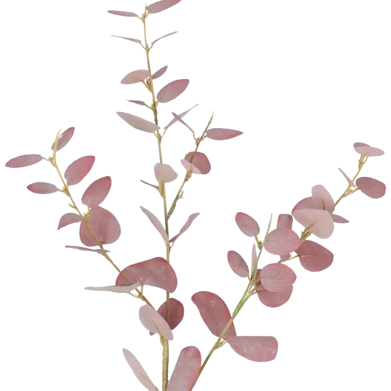 Closeup af Kunstig eukalyptus stilk i vinrød - L: 79 cm.