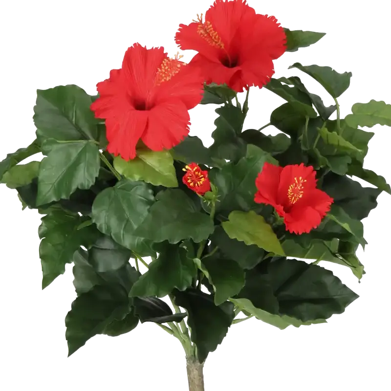 Closeup af Kunstig opstammet hibiscus rød - H: 66 cm.