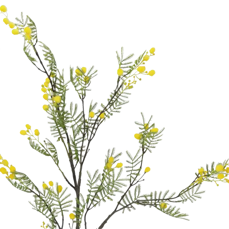 Closeup af Kunstig mimosa blomst gul - L: 110 cm.