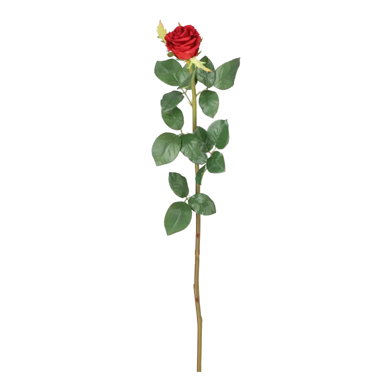 Kunstig Rose stilk i rød - L: 65 cm.