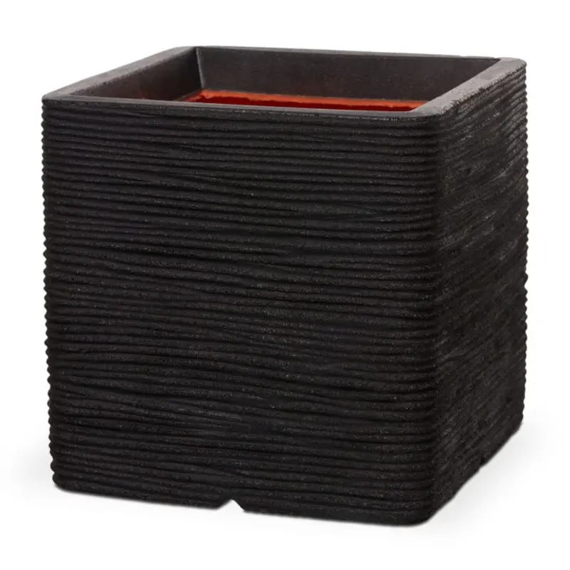 Capi Krukke Square Rib - 40x40x40 cm - Sort.