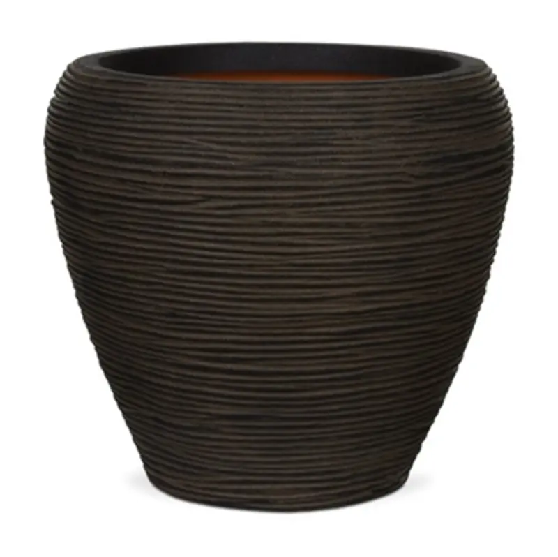 Capi krukke vase rund rib - mørk brun.