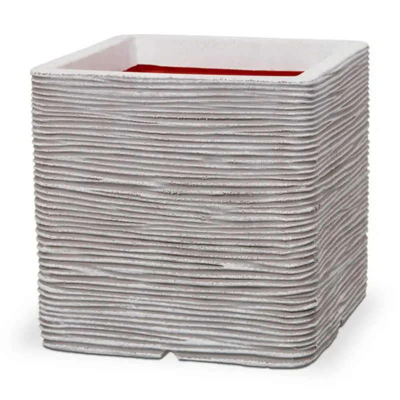 Capi Krukke Square Rib - 40x40x40 cm - Ivory.