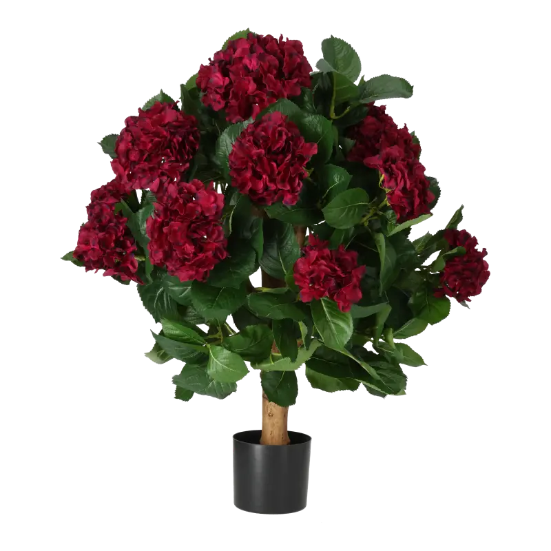 Kunstig hortensia træ burgundy - H: 65 cm.